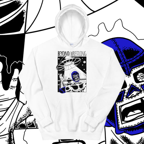Beyond Wrestling "Abducted" White Pullover Hoodie designed by Bam Sullivan
